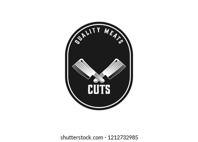 butcher knifes emblem, meat logo Designs Inspiration Isolated on White Background