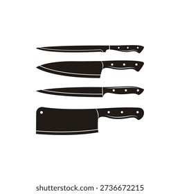 Butcher knives silhouettes icon vector