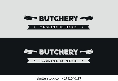 Butcher logo with cleaver silhouette.