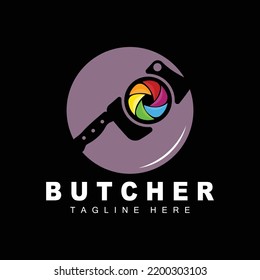 Butcher logo design, Knife Cutting Tool Vector Template, Product Brand Illustration