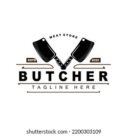 Butcher logo design, Knife Cutting Tool Vector Template, Product Brand Illustration