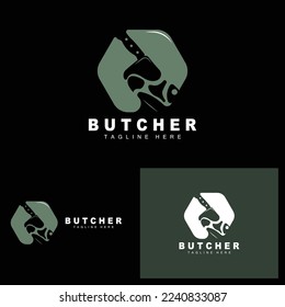 Butcher logo design, Knife Cutting Tool Vector Template, Product Brand Illustration Design For Butcher, Farm, Butcher Shop