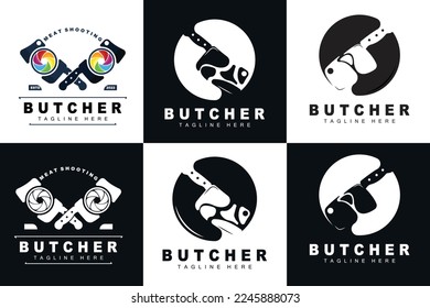 Butcher logo design, Knife Cutting Tool Vector Template, Product Brand Illustration Design For Butcher, Farm, Butcher Shop