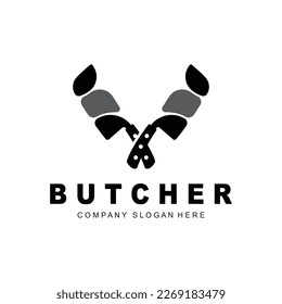 Butcher logo design, Knife Cutting Tool Vector Template, Product Brand Illustration Design For Butcher, Farm, Butcher Shop