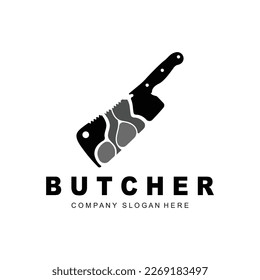Butcher logo design, Knife Cutting Tool Vector Template, Product Brand Illustration Design For Butcher, Farm, Butcher Shop