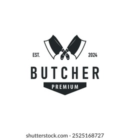 butcher logo design with simple vintage retro knife concept for company brand