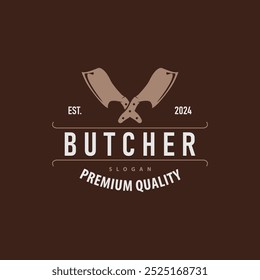 butcher logo design with simple vintage retro knife concept for company brand