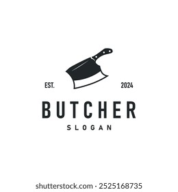 butcher logo design with simple vintage retro knife concept for company brand