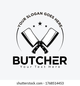 Butcher Logo Design Template with Stars