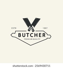 butcher logo emblem vintage vector template  illustration design, simple logo design