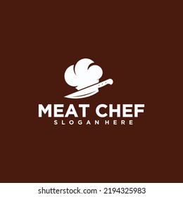 Butcher logo and knife for meat steak house and restaurant design chef's knife vector