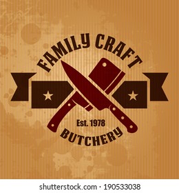 butcher logo meat butchery elements text retro styled vector tag of butcher shop butcher logo meat butchery elements text bovine animal classic product farm cutlery isolated pig natural killing nutrie