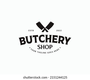 Butcher Logo Template with Cleaver. Vector Butcher logo Design.