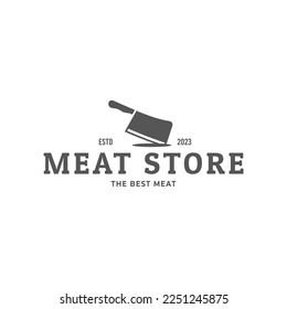 Butcher Logo Template Vektor Butcher Knife. Metzgerei-Symbol Werbedesign-Element Butchery Store für Verkaufsartikel. Typografie des Fleischhauses. Vektorgrafik von Vintage.