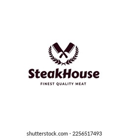 Butcher Logo Template Vector Butcher Knife. Butcher shop emblem. Butchery store advertising design element. Meat shop typography. Vector vintage illustration.