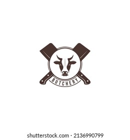 butcher logo template vector in white background