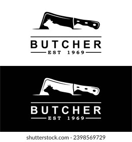 diseño de ilustración de icono vectorial del logotipo del carnicero. logotipo adecuado para la industria de restaurantes y alimentos