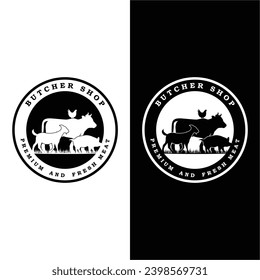 diseño de ilustración de icono vectorial del logotipo del carnicero. logotipo adecuado para la industria de restaurantes y alimentos