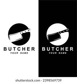 diseño de ilustración de icono vectorial del logotipo del carnicero. logotipo adecuado para la industria de restaurantes y alimentos