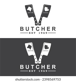 diseño de ilustración de icono vectorial del logotipo del carnicero. logotipo adecuado para la industria de restaurantes y alimentos