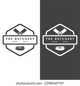 butcher logo vector icon illustration design. logo suitable for restaurant and food industry