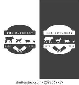 butcher logo vector icon illustration design. logo suitable for restaurant and food industry