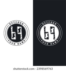 Metzgerlogo, Vektorsymbol-Illustrationsdesign. Logo für Restaurant und Lebensmittelindustrie