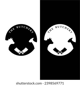 butcher logo vector icon illustration design. logo suitable for restaurant and food industry