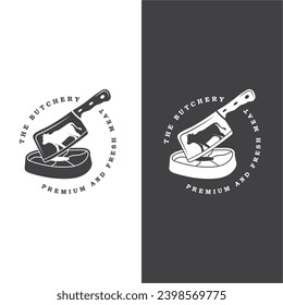 butcher logo vector icon illustration design. logo suitable for restaurant and food industry