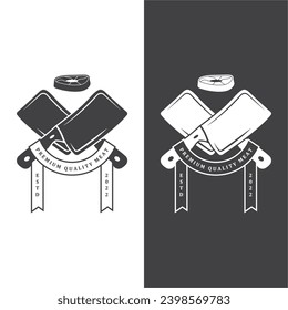 butcher logo vector icon illustration design. logo suitable for restaurant and food industry