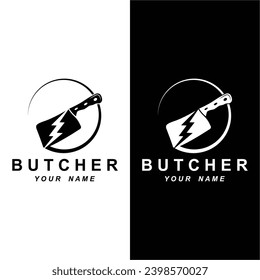 butcher logo vector icon illustration design. logo suitable for restaurant and food industry