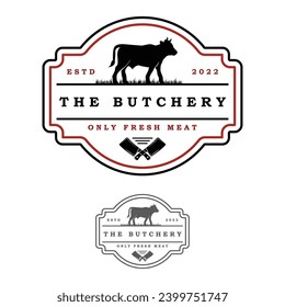 butcher logo vector icon illustration design. logo suitable for restaurant and food industry