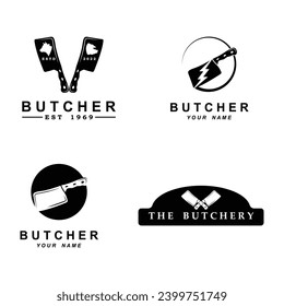 Metzgerlogo, Vektorsymbol-Illustrationsdesign. Logo für Restaurant und Lebensmittelindustrie
