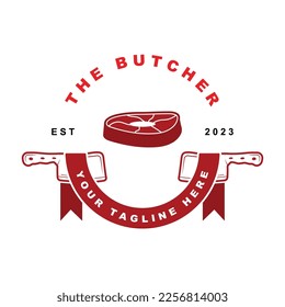 vector de logotipo carnicero con plantilla de lema