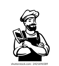 Butcher Man with beard and large knife