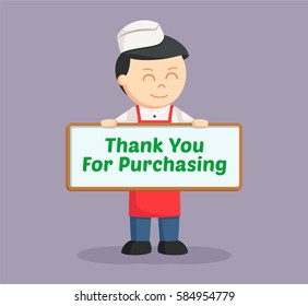 butcher man with compliments board