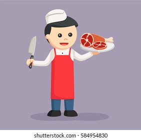 butcher man with meat