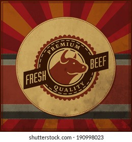 butcher meat fresh retro styled vector labels of butcher shop butcher meat fresh calf animal classical product farm knife isolated pig natural fatal nourishment market sign cows cattle butchery impres
