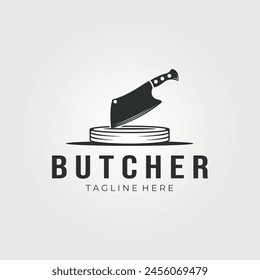 Butcher meat shop with Cleaver and Chefs knives. Logo template design for meat business - shop, market, restaurant or design, sign and symbol 