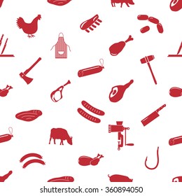 Butcher And Meat Shop Icons Seamless Pattern Eps10