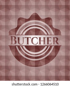 Butcher red emblem with geometric pattern. Seamless.