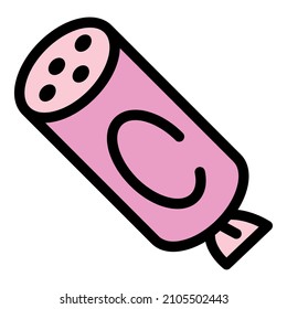 Butcher sausage icon. Outline butcher sausage vector icon color flat isolated