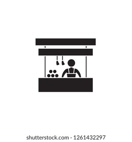 Butcher shop black vector concept icon. Butcher shop flat illustration, sign