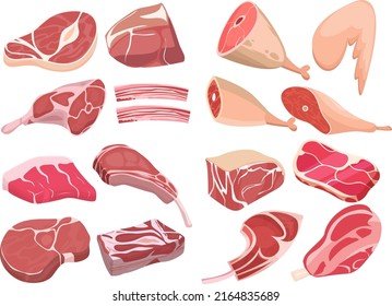 Butcher shop design elements colored