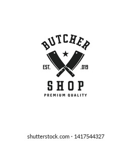 Butcher shop element logo design vintage inspiration