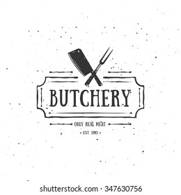 Butcher Shop Emblem. Meat Label, Badge, Logo. Template for shop, cover, sticker, print, banner or business works.