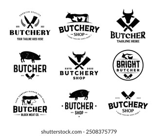 Butcher shop, gourmet, deli store logo design. Butcher Logo Template. Butchery Shop Logo Design Template