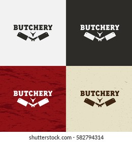 Butcher Shop icon, vector Butcher Shop logo, isolated Butcher Shop emblem. Cow face and knife retro vector illustration. On white, black, crafting and meat background