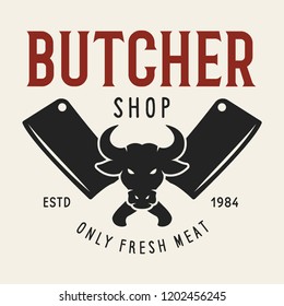 Butcher shop labels badges emblem. Butchery store advertising design elements collection. Meat shop typography. Vector vintage illustration.