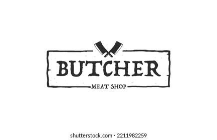 Butcher Shop Logo. Werbedesign-Element Butchery Store für Verkaufsartikel. Typografie des Fleischhauses. Vektorgrafik von Vintage.